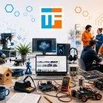 Technikfans in einer Werkstatt beim Austausch über 3D-Druck, Elektronik-Löten, Drohnen-Bau und KFZ-Technik.